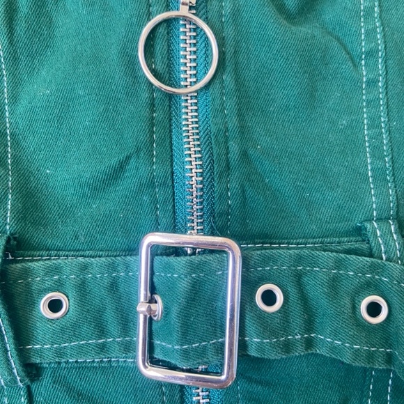 Green metal zip play suit - Picture 2 of 4